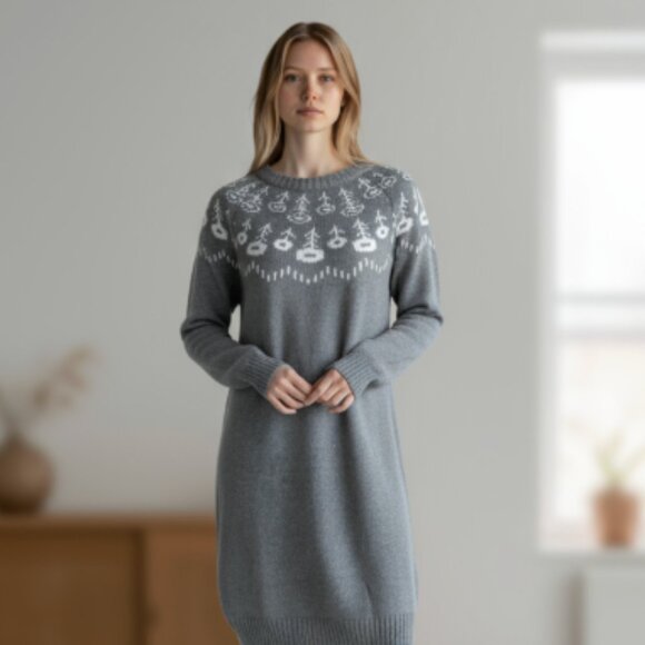NWOT Express Wool Blend Fair Isle Sweater Dress - Picture 1 of 9